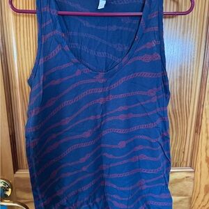 Joie Navy & Red Rope-Print Scoop Neck Tank